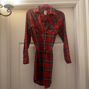 Long Sleeve Plaid Dress
